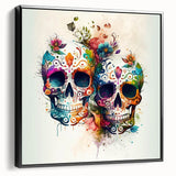 Cinco de Mayo Canvas Art - Vibrant Sugar Skulls & Floral Design