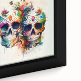 Cinco de Mayo Canvas Art - Vibrant Sugar Skulls & Floral Design