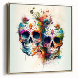 Cinco de Mayo Canvas Art - Vibrant Sugar Skulls & Floral Design