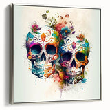 Cinco de Mayo Canvas Art - Vibrant Sugar Skulls & Floral Design