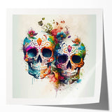 Cinco de Mayo Canvas Art - Vibrant Sugar Skulls & Floral Design