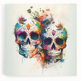 Cinco de Mayo Canvas Art - Vibrant Sugar Skulls & Floral Design