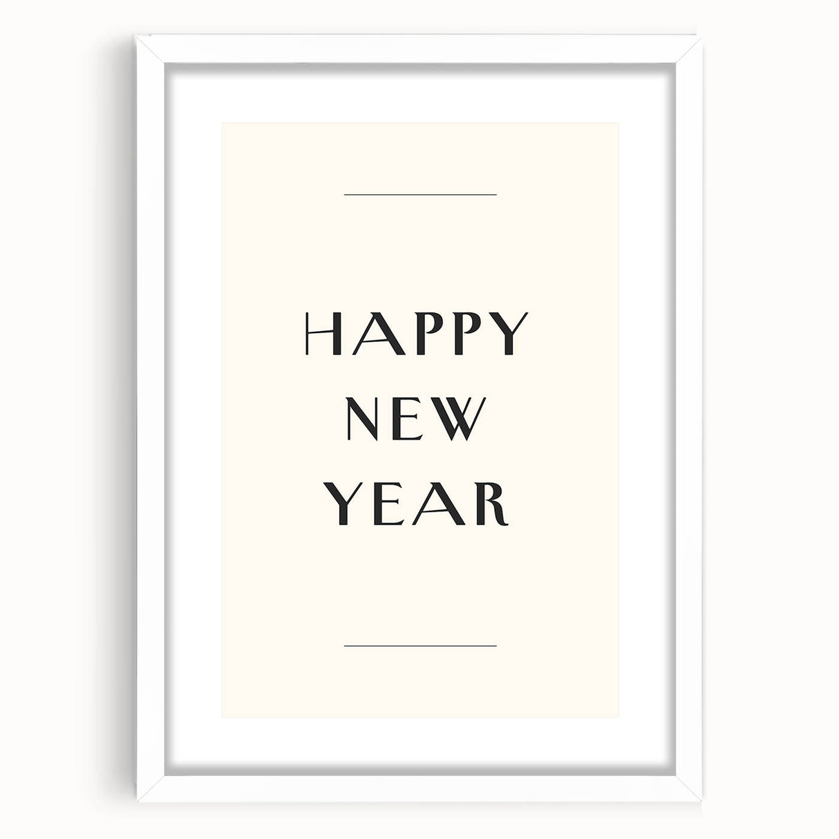 Minimalist Happy New Year Typography - New Year Wall Art Print