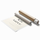 Minimalist Happy New Year Typography - New Year Wall Art Print