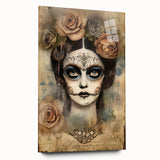 Ethereal Sugar Skull Woman – Día de los Muertos Wall Art