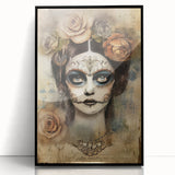 Ethereal Sugar Skull Woman – Día de los Muertos Wall Art