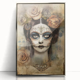 Ethereal Sugar Skull Woman – Día de los Muertos Wall Art