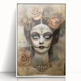 Ethereal Sugar Skull Woman – Día de los Muertos Wall Art