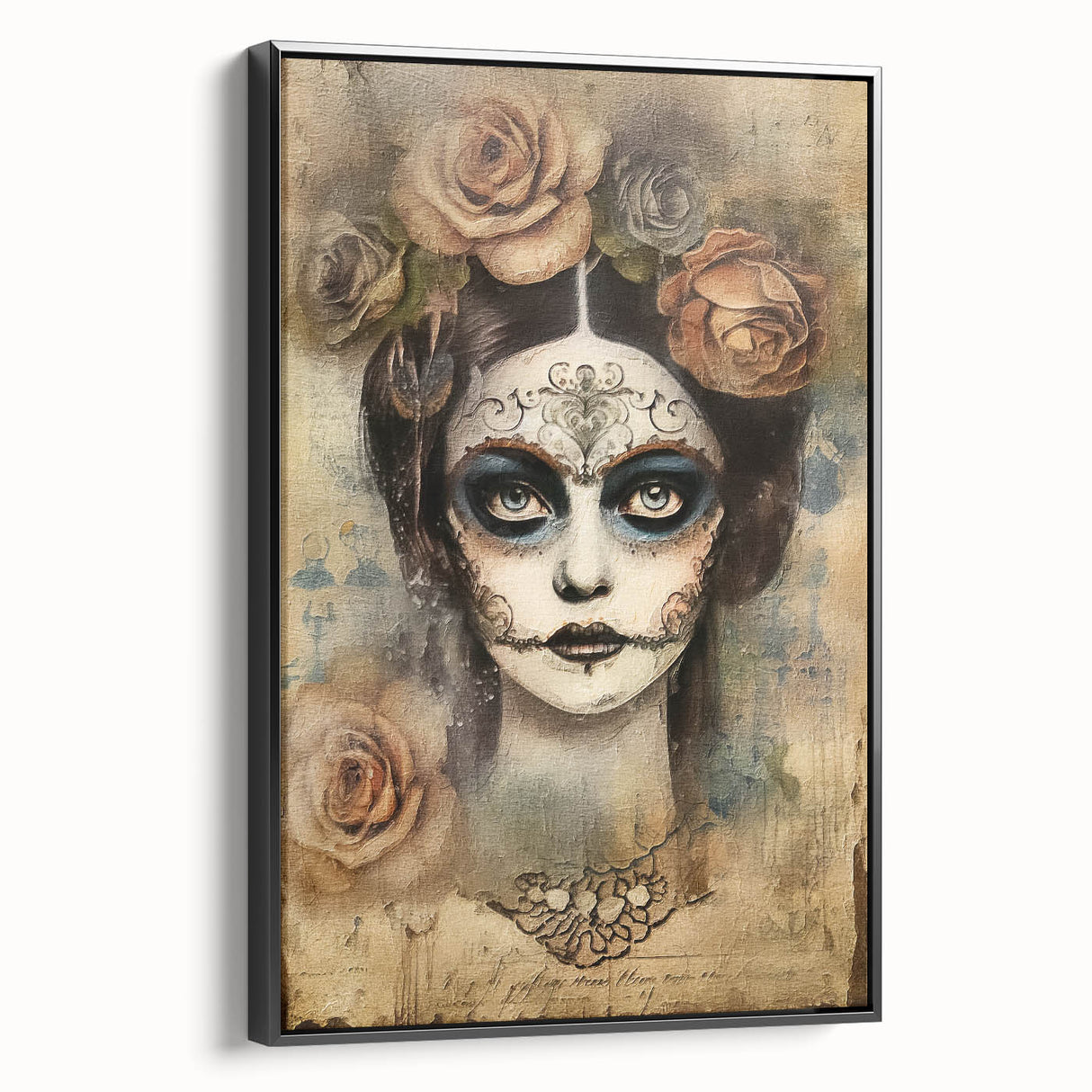 Ethereal Sugar Skull Woman – Día de los Muertos Wall Art