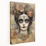 Ethereal Sugar Skull Woman – Día de los Muertos Wall Art