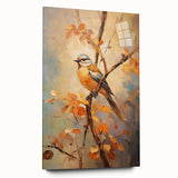 Autumn Bird on Branch - Fall Wall Art Canvas Print