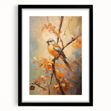 Autumn Bird on Branch - Fall Wall Art Canvas Print