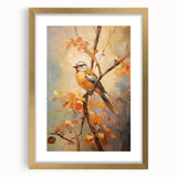Autumn Bird on Branch - Fall Wall Art Canvas Print