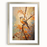 Autumn Bird on Branch - Fall Wall Art Canvas Print