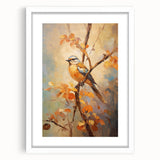 Autumn Bird on Branch - Fall Wall Art Canvas Print