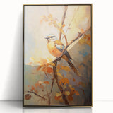 Autumn Bird on Branch - Fall Wall Art Canvas Print