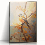 Autumn Bird on Branch - Fall Wall Art Canvas Print