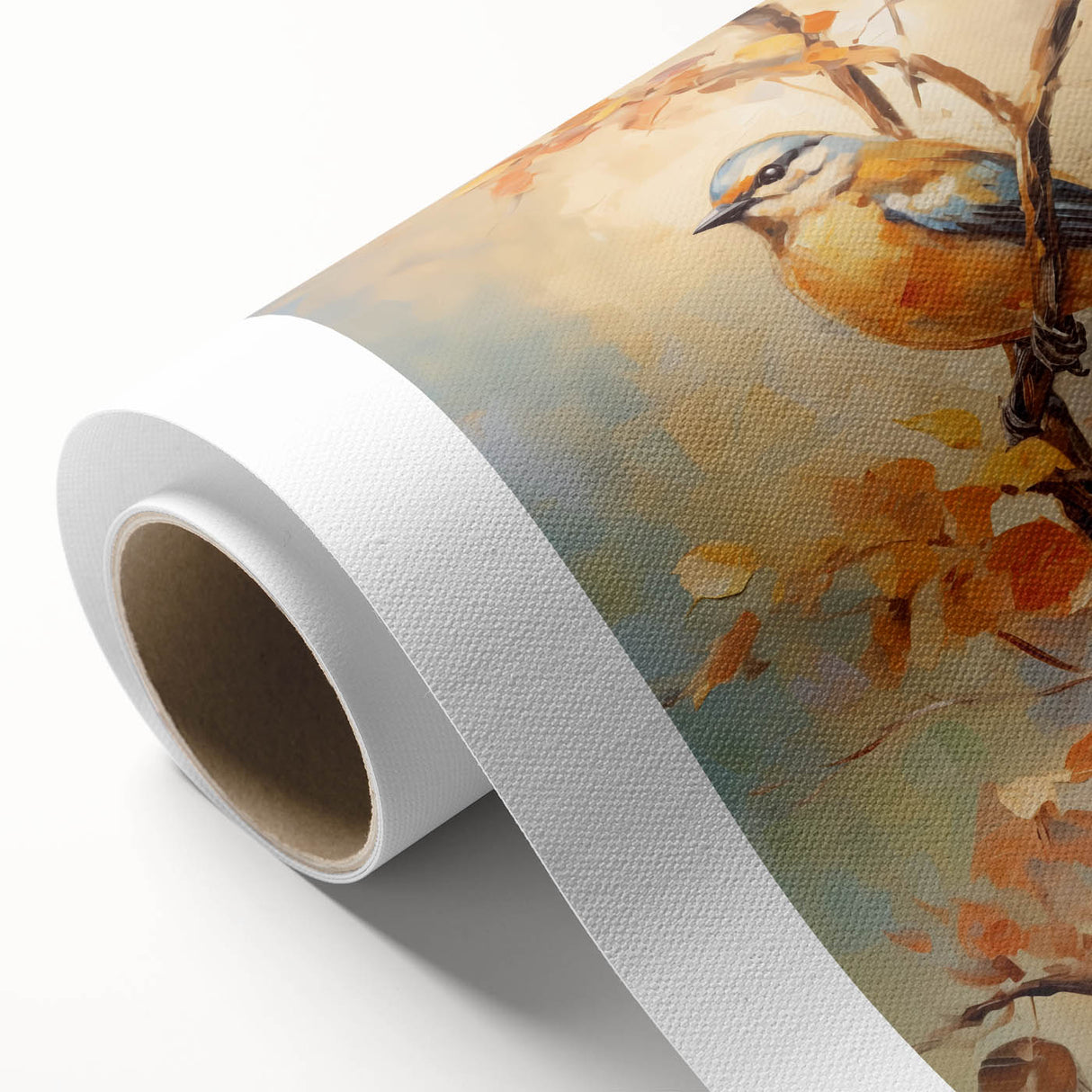 Autumn Bird on Branch - Fall Wall Art Canvas Print