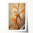 Autumn Bird on Branch - Fall Wall Art Canvas Print