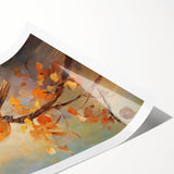Autumn Bird on Branch - Fall Wall Art Canvas Print