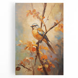 Autumn Bird on Branch - Fall Wall Art Canvas Print