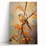 Autumn Bird on Branch - Fall Wall Art Canvas Print