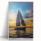 Framed acrylic wall art featuring a modern landscape design with a white border, perfect for home decor, adding a serene touch to any room setting.