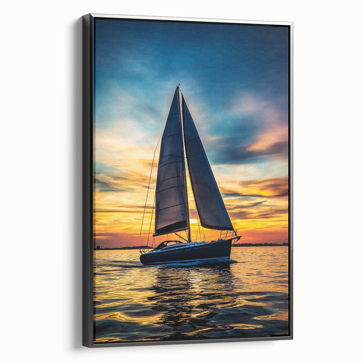 Framed landscape canvas artwork showcasing a serene black side view of a nature scene, perfect for enhancing home decor with modern aesthetic appeal.