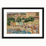 Modern Beach and Village Scene - Contemporary Art Print for Trendy Home Decor