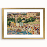 Modern Beach and Village Scene - Contemporary Art Print for Trendy Home Decor