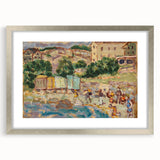 Modern Beach and Village Scene - Contemporary Art Print for Trendy Home Decor