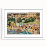 Modern Beach and Village Scene - Contemporary Art Print for Trendy Home Decor