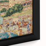 Modern Beach and Village Scene - Contemporary Art Print for Trendy Home Decor