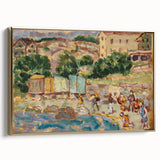 Modern Beach and Village Scene - Contemporary Art Print for Trendy Home Decor