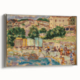 Modern Beach and Village Scene - Contemporary Art Print for Trendy Home Decor