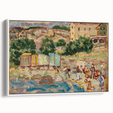 Modern Beach and Village Scene - Contemporary Art Print for Trendy Home Decor