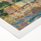 Modern Beach and Village Scene - Contemporary Art Print for Trendy Home Decor