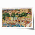 Modern Beach and Village Scene - Contemporary Art Print for Trendy Home Decor