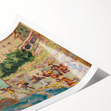 Modern Beach and Village Scene - Contemporary Art Print for Trendy Home Decor