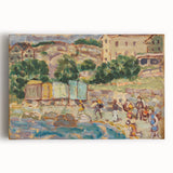 Modern Beach and Village Scene - Contemporary Art Print for Trendy Home Decor