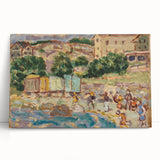 Modern Beach and Village Scene - Contemporary Art Print for Trendy Home Decor