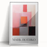 Modern art wall decor featuring a Rothko-inspired abstract in muted blue and red on white acrylic.