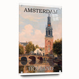 Amsterdam Retro Travel Poster | Vintage Canal View Print