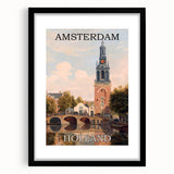Amsterdam Retro Travel Poster | Vintage Canal View Print