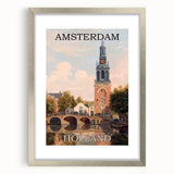 Amsterdam Retro Travel Poster | Vintage Canal View Print