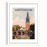 Amsterdam Retro Travel Poster | Vintage Canal View Print