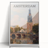 Amsterdam Retro Travel Poster | Vintage Canal View Print