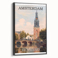 Amsterdam Retro Travel Poster | Vintage Canal View Print