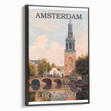 Amsterdam Retro Travel Poster | Vintage Canal View Print