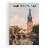 Amsterdam Retro Travel Poster | Vintage Canal View Print